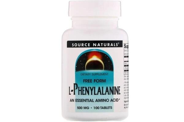 Фенілаланін Source Naturals L-Phenylalanine 500 мг, 100 таблеток