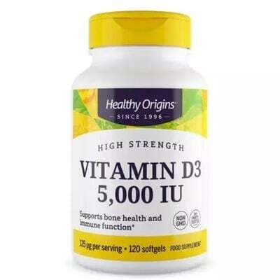 Вітамін D3 в олії МСТ Healthy Origins Vitamin D3 in MCT Oil 5000 МО, 120 гелевих капсул
