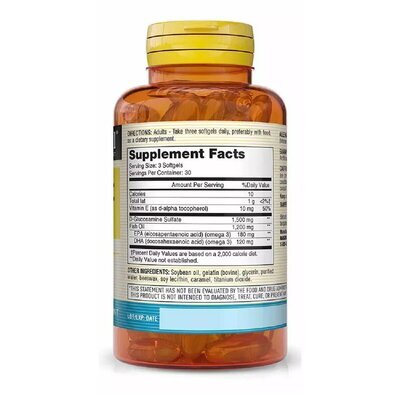 Глюкозамін та риб'ячий жир Mason Natural Glucosamine & Fish Oil, 90 гелевих капсул
