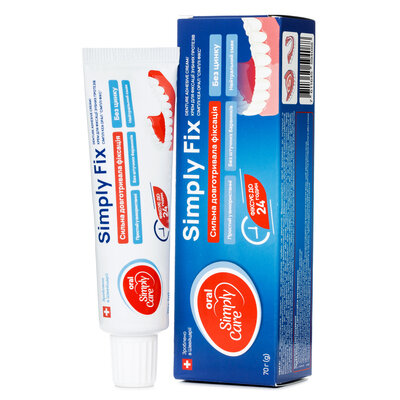 Зубний крем Simply Care Oral Simply Fix для фіксації зубних протезів, нейтральний смак, 70 мл