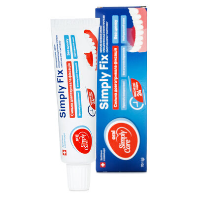Зубний крем Simply Care Oral Simply Fix для фіксації зубних протезів, нейтральний смак, 70 мл