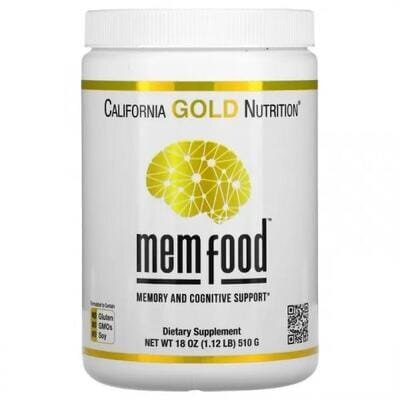 Мультивітаміни для підтримки пам'яті та когнітивних функцій California Gold Nutrition Mem Food порошок, 510 г