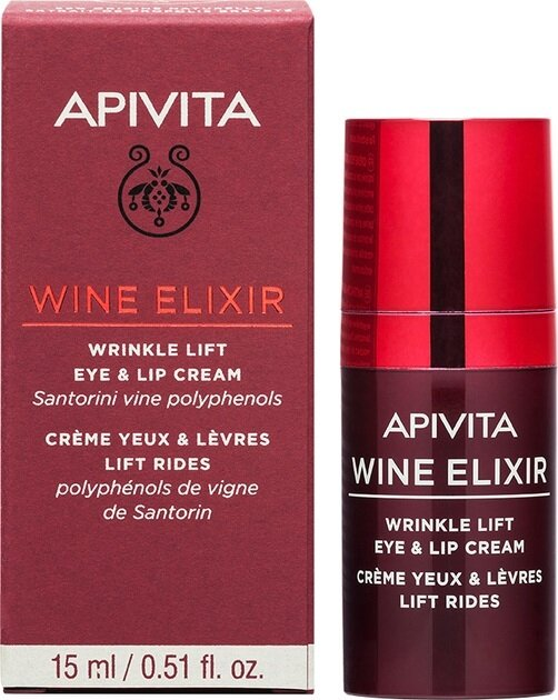 Крем-ліфтинг для шкіри навколо губ і очей Apivita Wine Elixir для боротьби зі зморшками, 15 мл