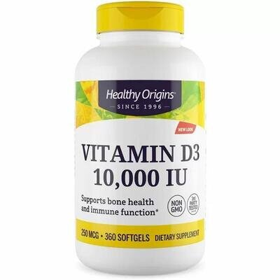 Вітамін Д3 Healthy Origins Vitamin D3 10 000 МО, 360 капсул