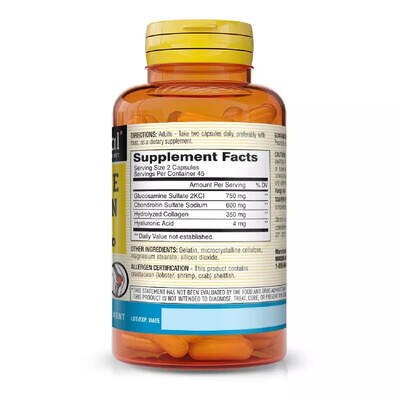 Глюкозамін, хондроїтин з колагеном та гіалуроновою кислотою Mason Natural Glucosamine Chondroitin With Collagen & Hyaluronic Acid капсули №90
