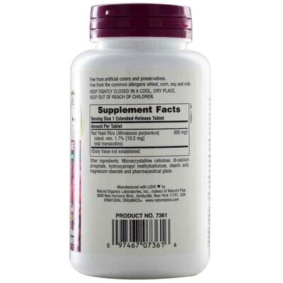 Червоний дріжджовий рис Nature's Plus Red Yeast Rice Herbal Actives 600 мг, 60 таблеток