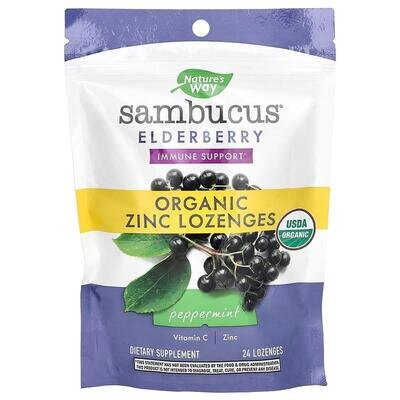 Чорна бузина та цинк Nature's Way Sambucus Zinc м'ята льодяники №24