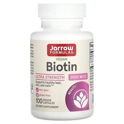 Біотин Jarrow Formulas Biotin 5000 мкг, 100 рослинних капсул