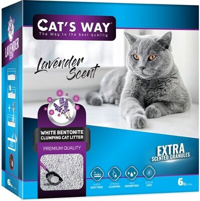 Наповнювач для котячого туалету Cat's Way бентонітовий, фіолетові гранули, лаванда, 6 л