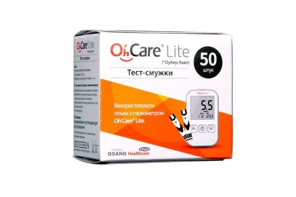 Тест-смужки Oh`Care Lite для визначення глюкози в крові, 50 штук