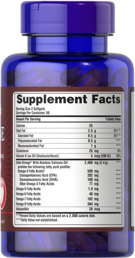 Омега 3,5,6,7,9 з вітаміном Д3 Puritan's Pride All In One Omega 3, 5, 6, 7 and 9 with Vitamin D3, 60 гелевих капсул
