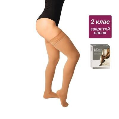 Панчохи компресійні Veinax Transparent 832R-BG клас компресії 2, закритий носок, довжина середня, прозорі, колір бежевий, розмір 3