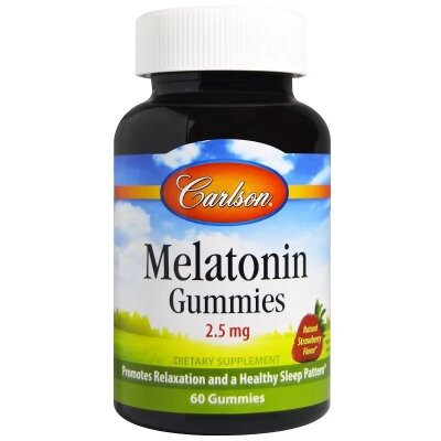 Мелатонін Carlson Labs Melatonin Gummies 2,5 мг, полуниця, 60 жувальних цукерок