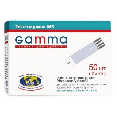 Тест-смужки Gamma MS Mini/Speaker для глюкометра 50 штук (2х25)