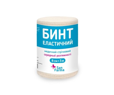 Бинт еластичний San Farma середньої розтяжності 3 м x 8 см