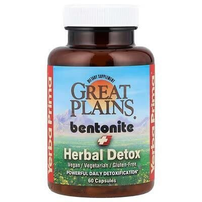 Біла глина Бентоніт Yerba Prima Great Plains bentonite, 60 капсул