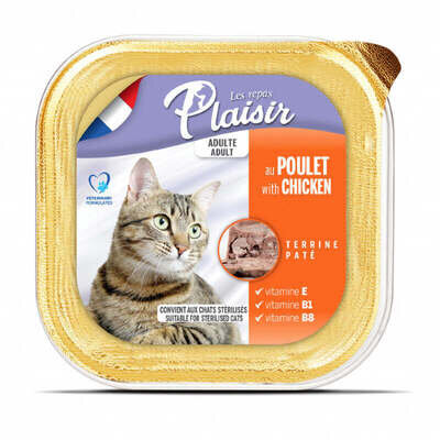 Корм вологий Plaisir Adult Sterilized Cat Terrine з куркою для дорослих стерилізованих котів, 100 г