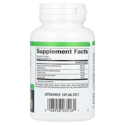 Комплекс олії перцевої м'яти та орегано Natural Factors Peppermint + Oregano Oil Complex, 60 кишковорозчинних таблеток
