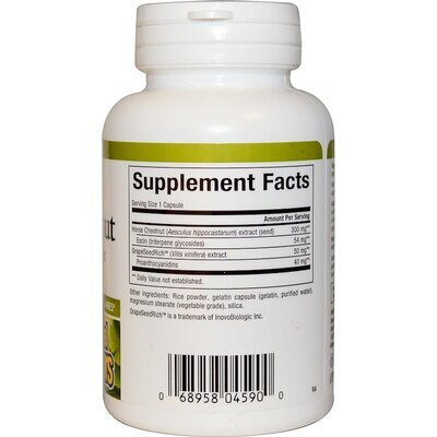 Екстракт кінського каштана і виноградних кісточок Natural Factors HerbalFactors Horse Chestnut with Grape Seed 350 мг, 60 капсул