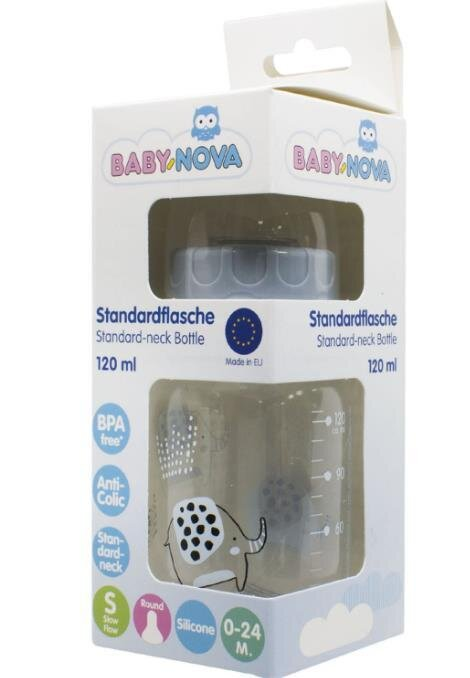 Пляшка Baby-Nova поліпропілен з декором для хлопчика, 120 мл