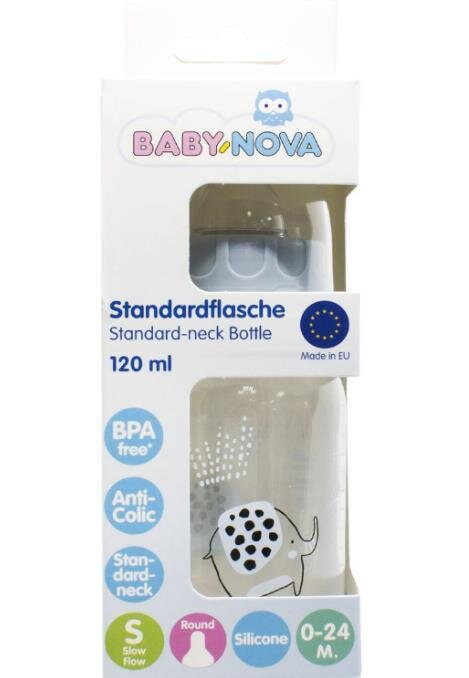 Пляшка Baby-Nova поліпропілен з декором для хлопчика, 120 мл