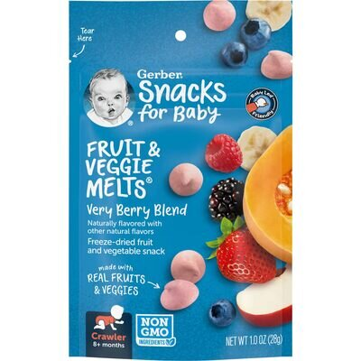 Снеки Gerber Yogurt melts з сублімованого йогурту ягідна суміш для дітей з 8 місяців, 28 г