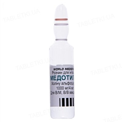 Медотилін розчин д/ін. 1000 мг/4 мл по 4 мл №3 в амп.