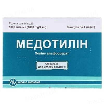 Медотилін розчин д/ін. 1000 мг/4 мл по 4 мл №3 в амп.