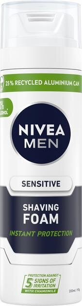 Піна для гоління Nivea Men Sensitive Миттєвий захист для чутливої шкіри (81720), 200 мл
