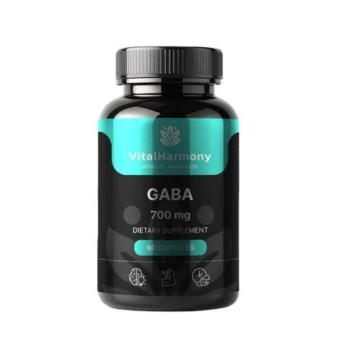 ГАМК (гамма-аміномасляна кислота) VitalHarmony GABA 700 мг, 90 капсул