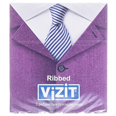 Презервативи Vizit Ribbed ребристі, 3 штуки