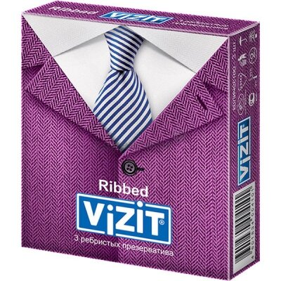 Презервативи Vizit Ribbed ребристі, 3 штуки