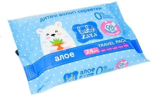 Серветки вологі Baby Zaya дитячі з алое, 24 шт