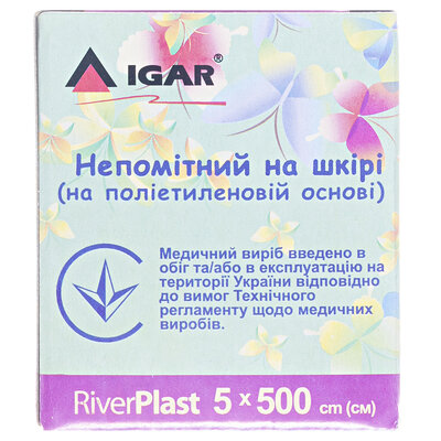 Пластир медичний IGAR RiverPlast тип Прозорий на полімерній основі (поліетилен) 5 см х 500 см, 1 штука