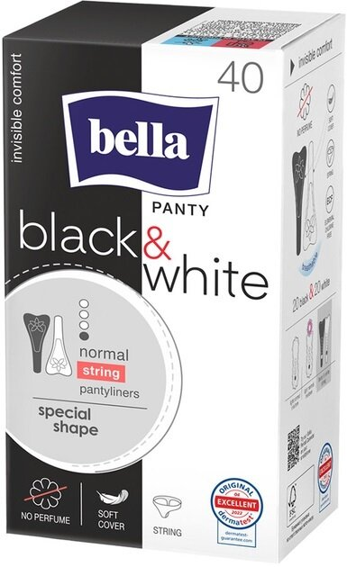 Прокладки гігієнічні щоденні Bella Panty Black & White Normal string, 40 штук