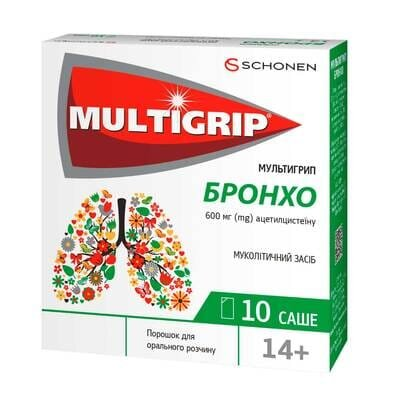 Мультигрип бронхо порошок д/ор. р-ну 600 мг по 3 г №10 у саше