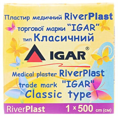 Пластир медичний IGAR RiverPlast тип Класичний на тканинній основі (бавовна) 1 см х 500 см, 1 штука