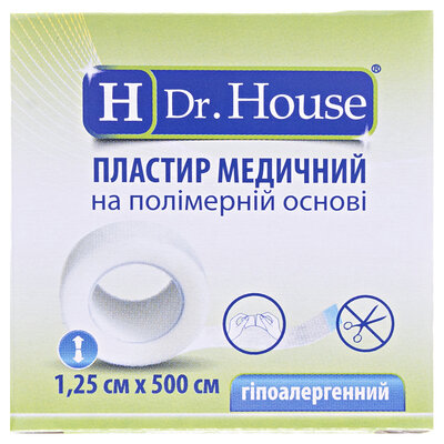 Пластир медичний Dr. House на полімерній основі 1,25 см х 500 см в картонній упаковці, 1 штука