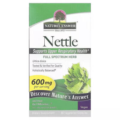 Кропива Nature's Answer Nettle 600 мг, 90 вегетарианских капсул