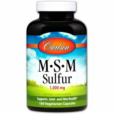 Метилсульфонілметан МСМ Carlson Labs MSM Sulfur 1000 мг, 180 вегетаріанських капсул