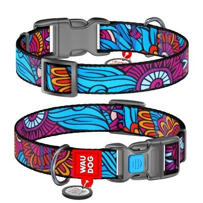 Нашийник Collar WAUDOG Nylon з QR-паспортом, малюнок Літо, пластиковий фастекс, ширина 15 мм довжина 23-35 см