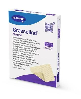Пов'язка мазева Grassolind neutral для ран атравматична 5 см х 5 см стерильна, 10 штук