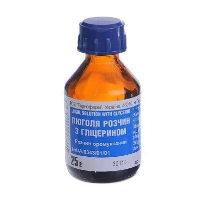 Люголя з гліцерином розчин оромукоз. по 25 г у флак.