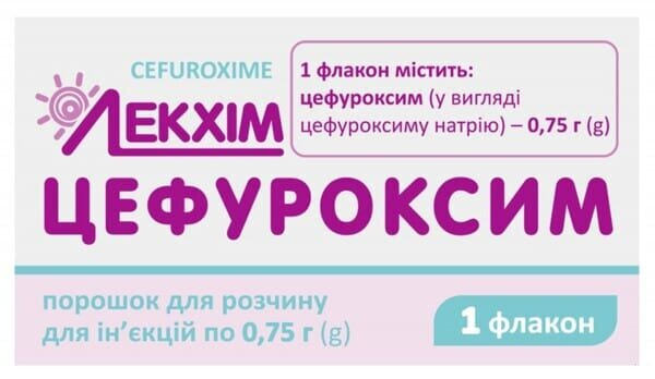Цефуроксим порошок для р-ну д/ін. по 0.75 г №1 у флак.