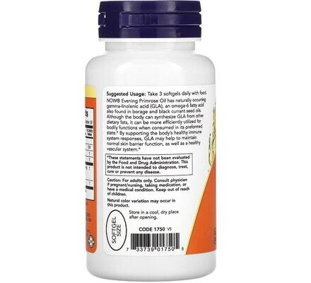 Примули Вечірньої олія NOW Evening Primrose Oil 500 мг м'які капсули №100