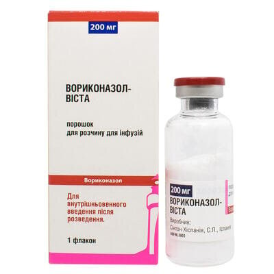 Вориконазол-Віста АС порошок для р-ну д/інф. по 200 мг №1 у флак.