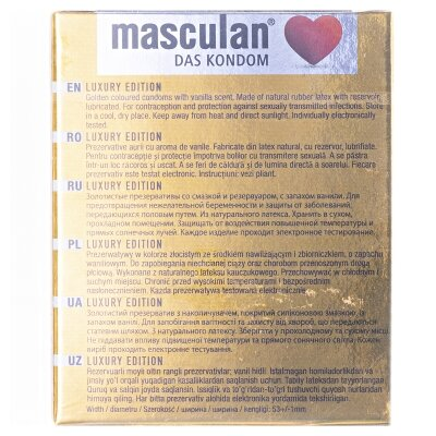 Презервативи Masculan Gold Luxury Edition, 3 штуки