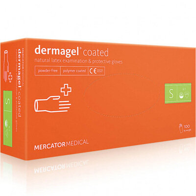 Рукавички оглядові Mercator Medical Dermagel Coated латексні непудровані, розмір S, нестерильні, 100 штук