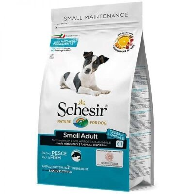 Корм сухий монопротеіновий Schesir Dog Small Adult Fish для дорослих собак малих порід з рибою, 800 г