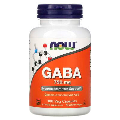 ГАМК (гамма-аміномасляна кислота) NOW GABA 750 мг вег. капсули №100